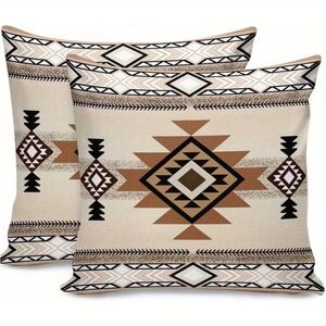 🤎 Southwestern Aztec Throw Pillow Covers | 2 / 18x18 Boho Western Decor